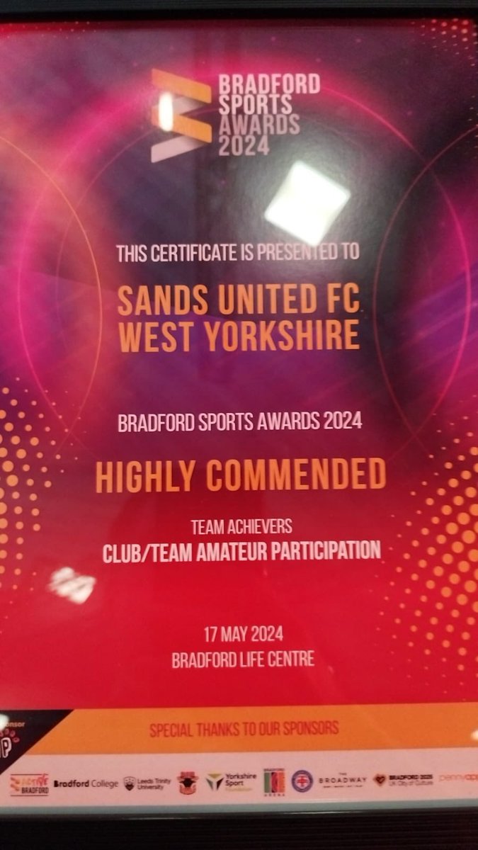 Sands United West Yorkshire (@sufcwestyorks) on Twitter photo Second place!
Another honour for the trophy case!
Massive thanks to <a href="/Active_Bradford/">Active Bradford</a>. Another great event.
The club keeps growing by grieving men having the courage to join up honour their lost children. Second place!
Another honour for the trophy case!
Massive thanks to <a href="/Active_Bradford/">Active Bradford</a>. Another great event.
The club keeps growing by grieving men having the courage to join up honour their lost children.
