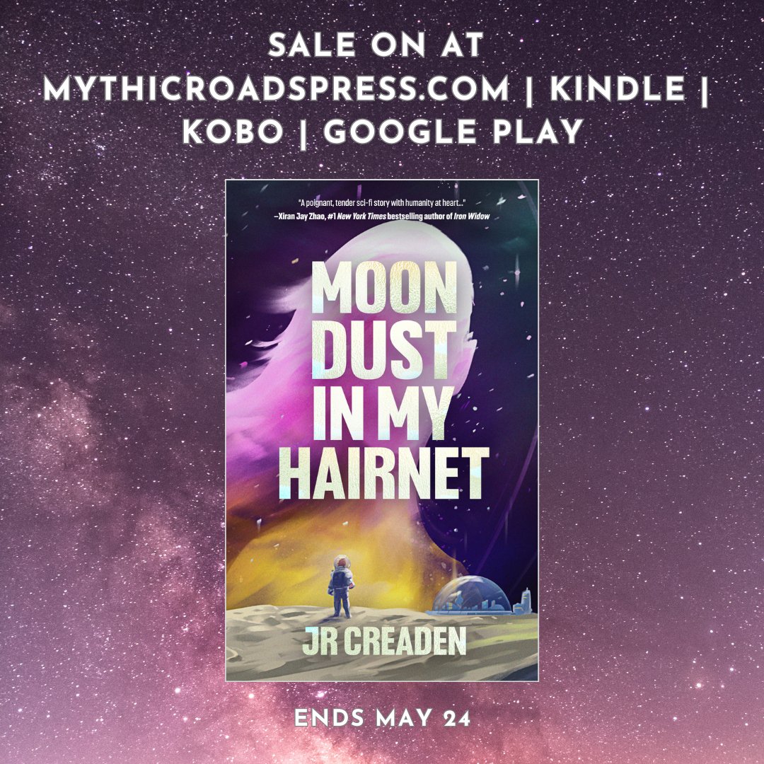 Celebrate one month post-release with a discount on ebook copies of Moon Dust in My Hairnet by @JessCreaden! 🎉✨🤩

Don't miss out, sale ends May 24!

linktr.ee/mythicroadspre…

#ebooksale #2024debuts #bibooks #polyamorybooks #lgbtqbooks #diversereads #AuDHD #scifibooks #hopepunk