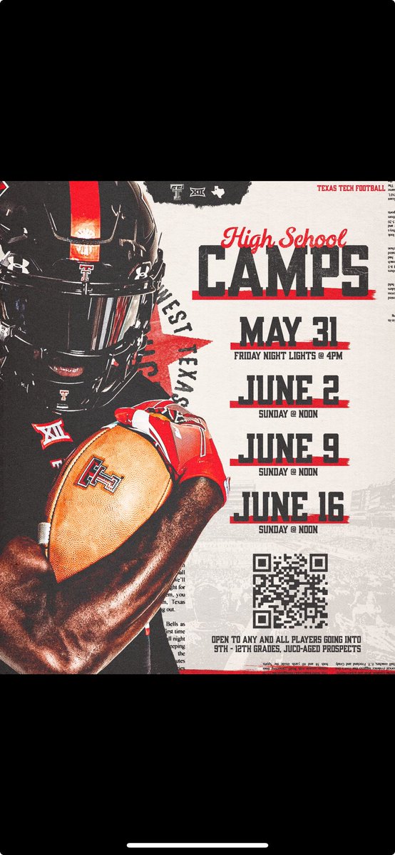 Psssst…… if you think you can play for the Red Raiders come show us. #WreckEm #CampSeason