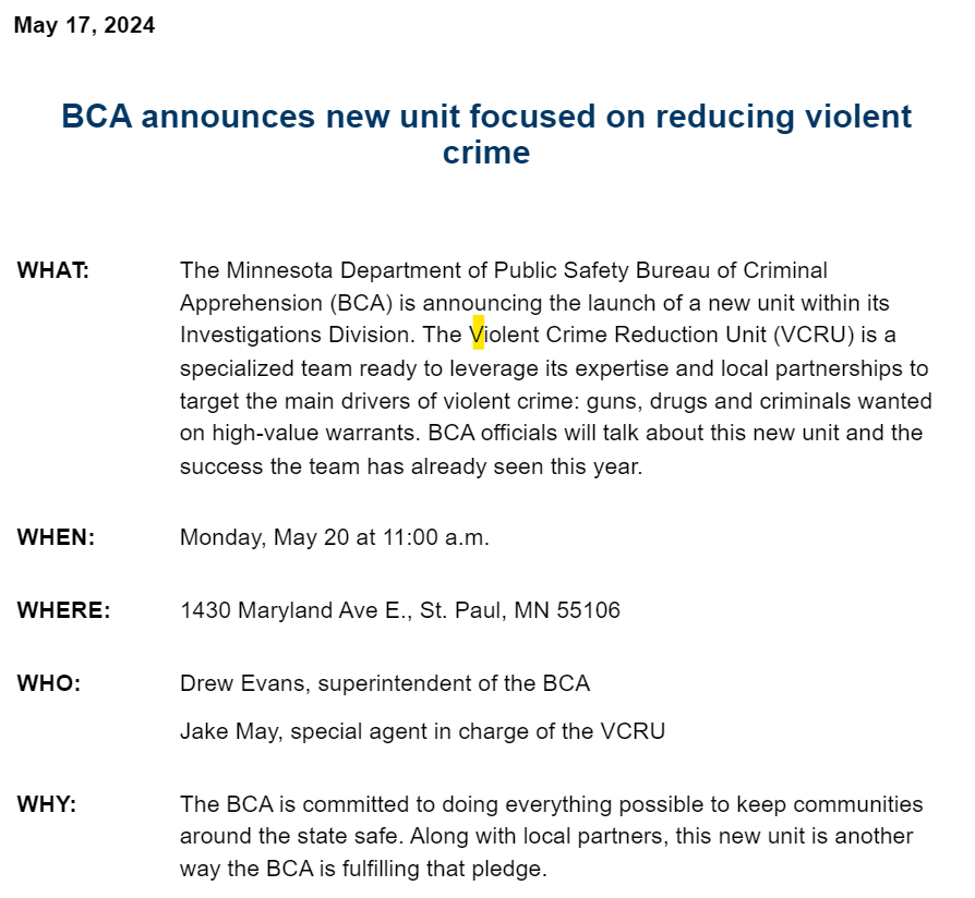 But why?? cRiMe iZ dOwN...

They're lying.

BCA announces new unit focused on reducing violent crime.