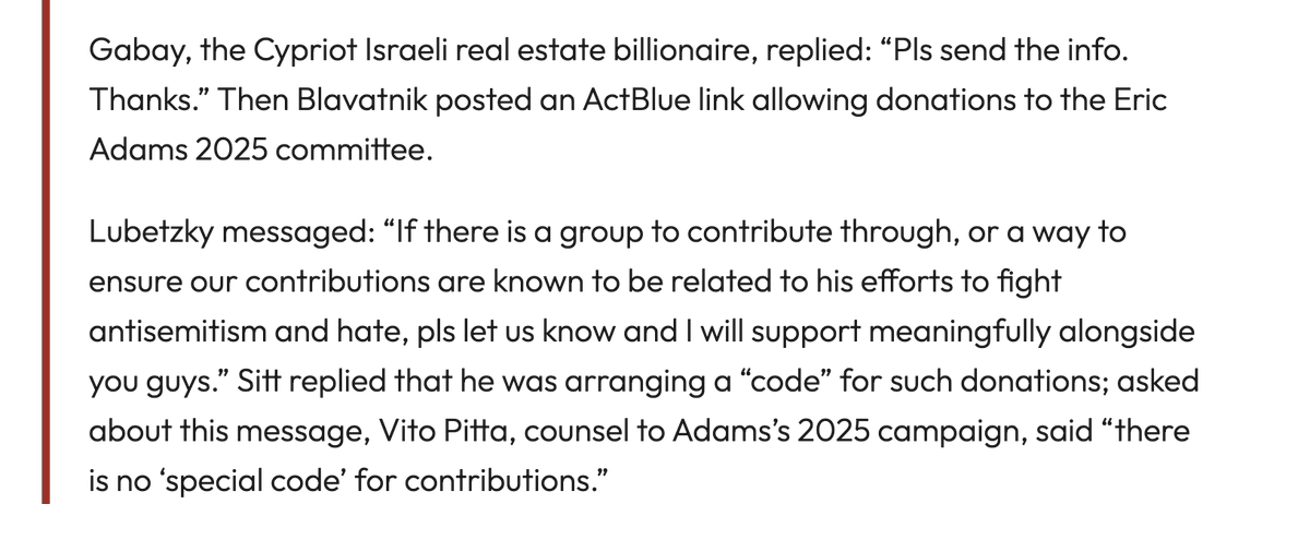 @AJCCEO @AJCGlobal They then literally bribed @NYCMayor with donations to ActBlue. They may even have asked for a special way to code the donations to appear they are for fighting antisemitism, but told by the Mayor's lawyer it's not needed.