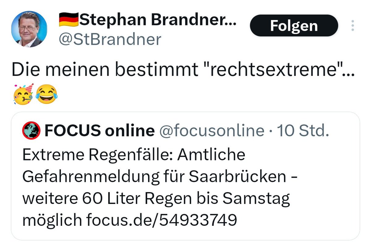 Während die Menschen in #Saarbrücken und im #Saarland um ihr Hab und Gut kämpfen, macht sich Wiederling @StBrandner von der AfD über sie lustig. Die #AfD ist die Partei ohne Anstand und Respekt. Nur ihre rechtsradikale Agenda zählt! #Trümmertruppe