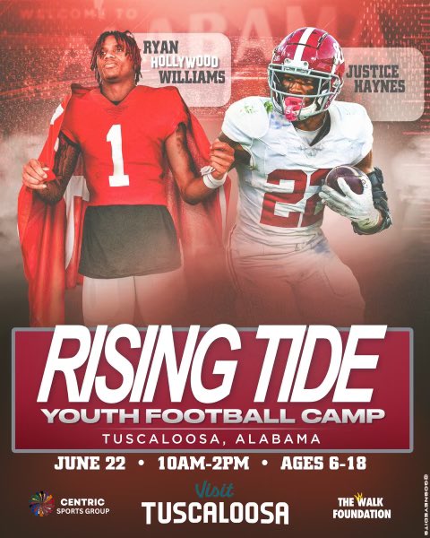 justicehaynes6's tweet image. @ryanwms1 and I are excited to announce the Rising Tide Youth Football Camp! Sign up and bring a friend! Can’t wait to see y’all there! 

Register: centricsportsgroup.com/risingtideyout…