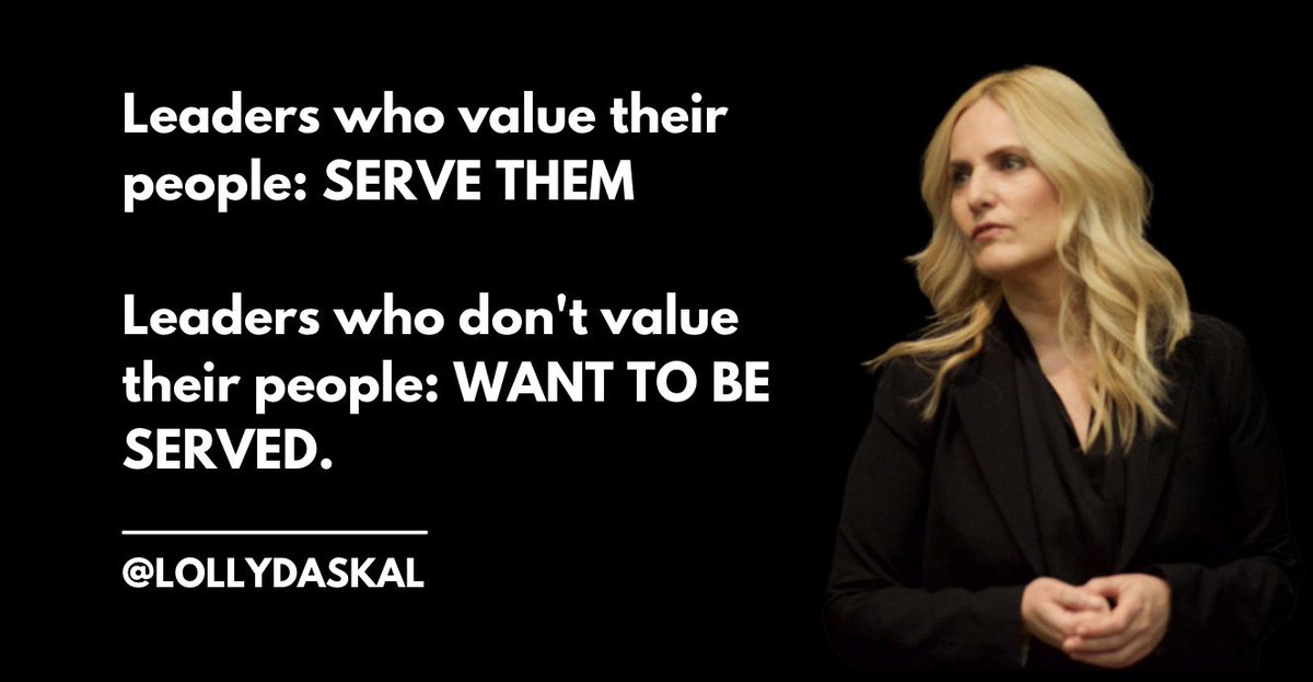 Leaders who value their people: SERVE THEM 
Leaders who don't value their people: WANT TO BE SERVED. ~ @LollyDaskal bit.ly/3AlMy0Y  #Leadership #Management #TedTalk #HR #LeadFromWithin #Tedx #Speaker