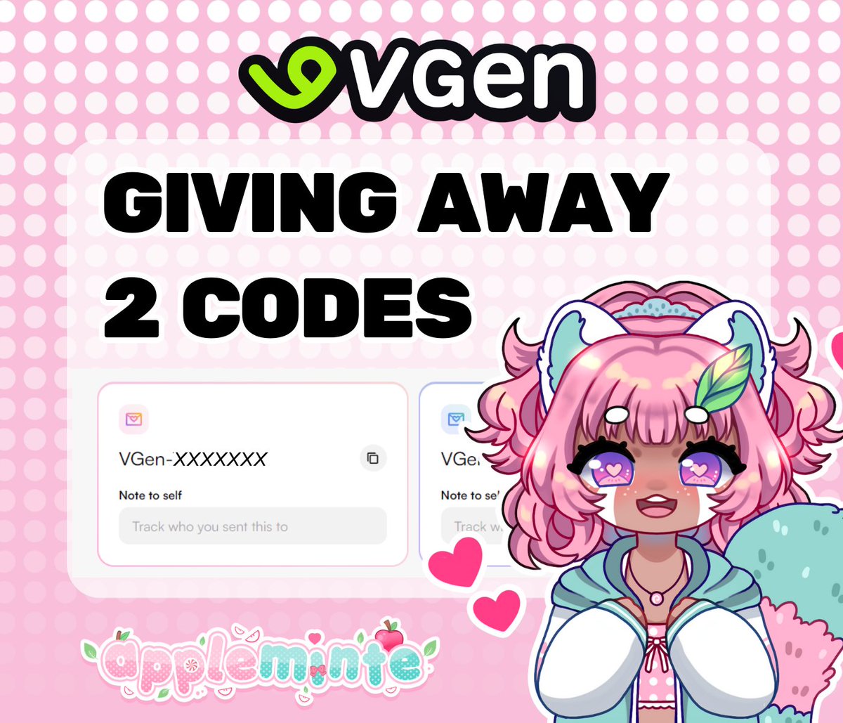 🌸Giving out 2 codes for @_vgen_ 🌸 

🩷Like
🔁Retweet
🎨Drop your art!  

Following not necessary I'd really appreciate it!

Picking 2 people in 24 hours~ ଘ(੭*ˊᵕˋ)੭* ̀ˋ
#VGenCode #vgen