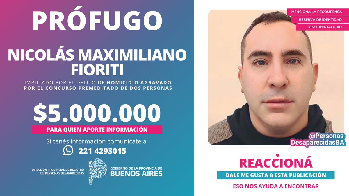 🚨 P R Ó F U G O ❗️ 🚔 Nicolás Maximiliano Fioriti, alias “Chicho”, de 46 años, es buscado por homicidio agravado por el concurso premeditado de dos personas, en la localidad de #Moreno. ℹ Más info➡ bit.ly/4ao844P