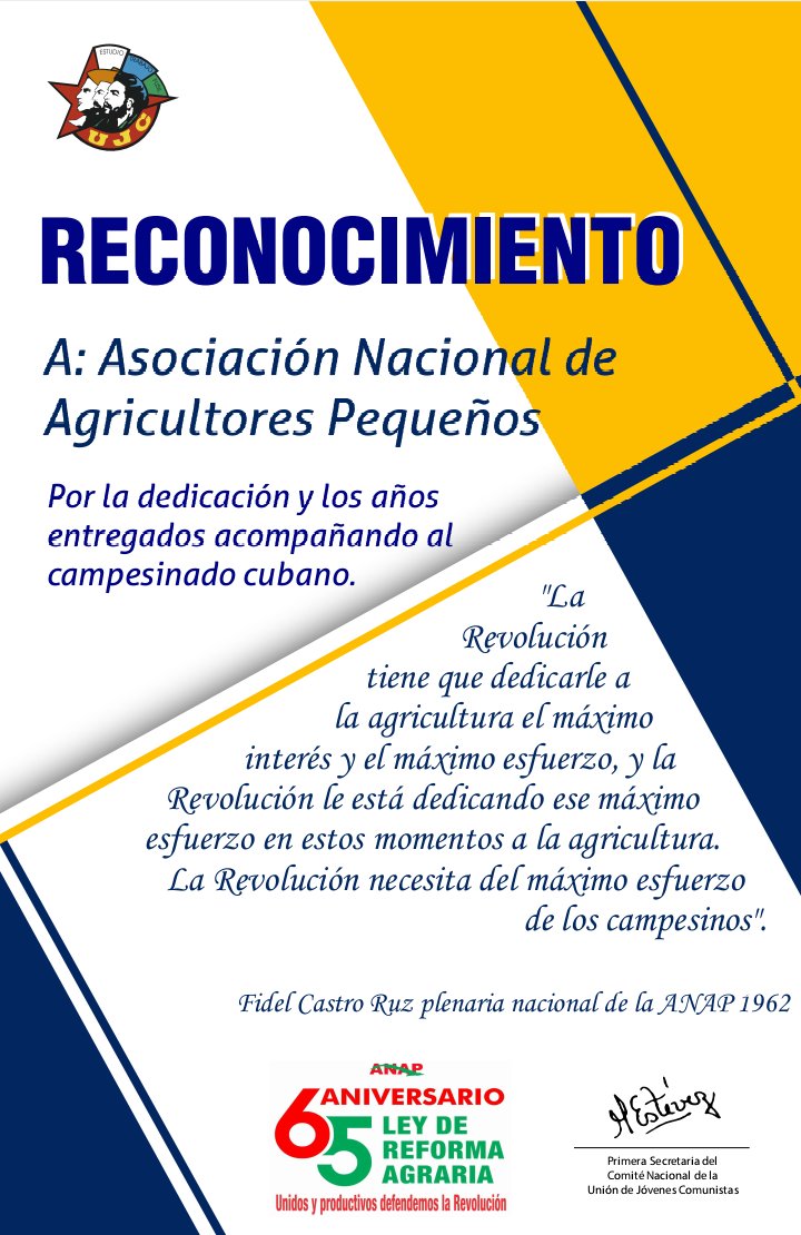 Felicita el Buró Nacional de la #UJCdeCuba al campesinado cubano este #17deMayo, en especial a sus jóvenes que de sol a sol demuestran su compromiso a seguir produciendo alimentos. #GenteQueSuma