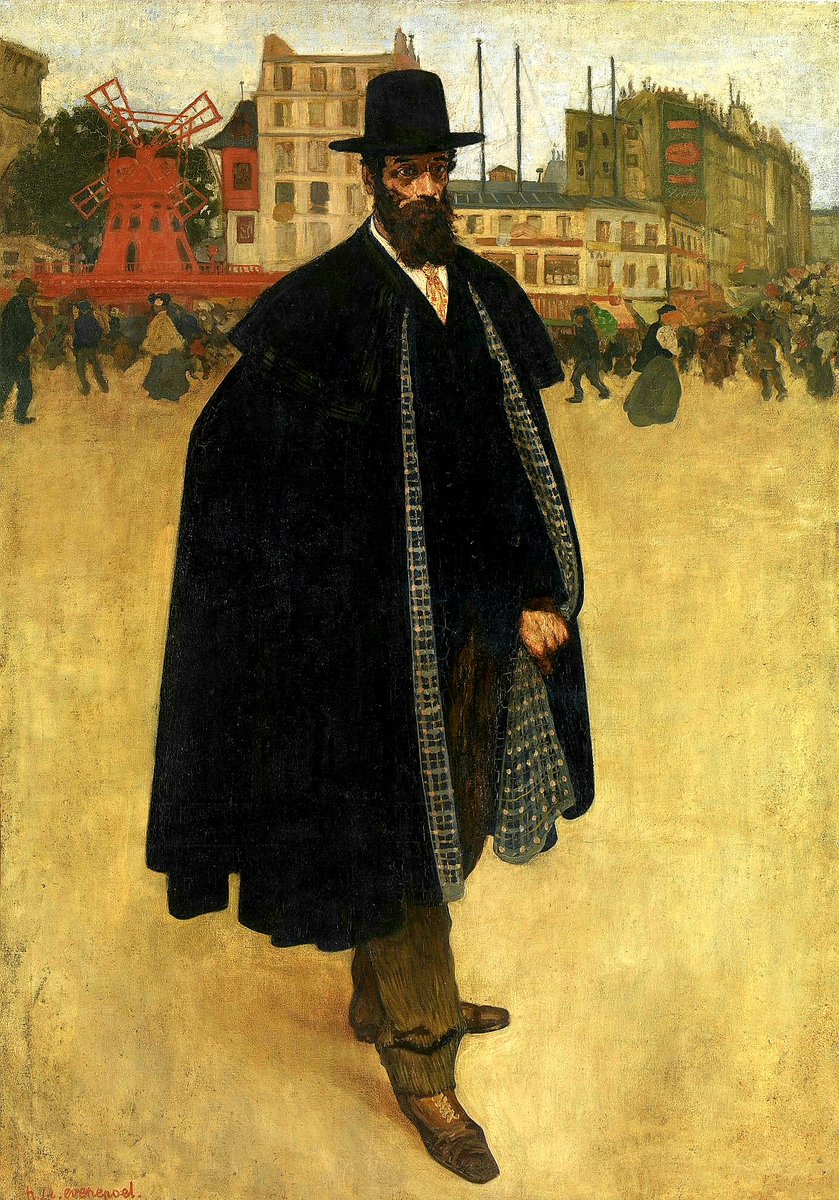 #GreatPaintingsByOldMasters □The Spaniard in Paris (1899) ☆HENRI EVENEPOEL (1872-1899)▪︎An unmissable and monumental work. The master painted his Spanish friend, the Post-Impressionist painter Francesco Iturrino in life size. Moulin Rouge in the background▪︎🏛@mskgent-GHENT