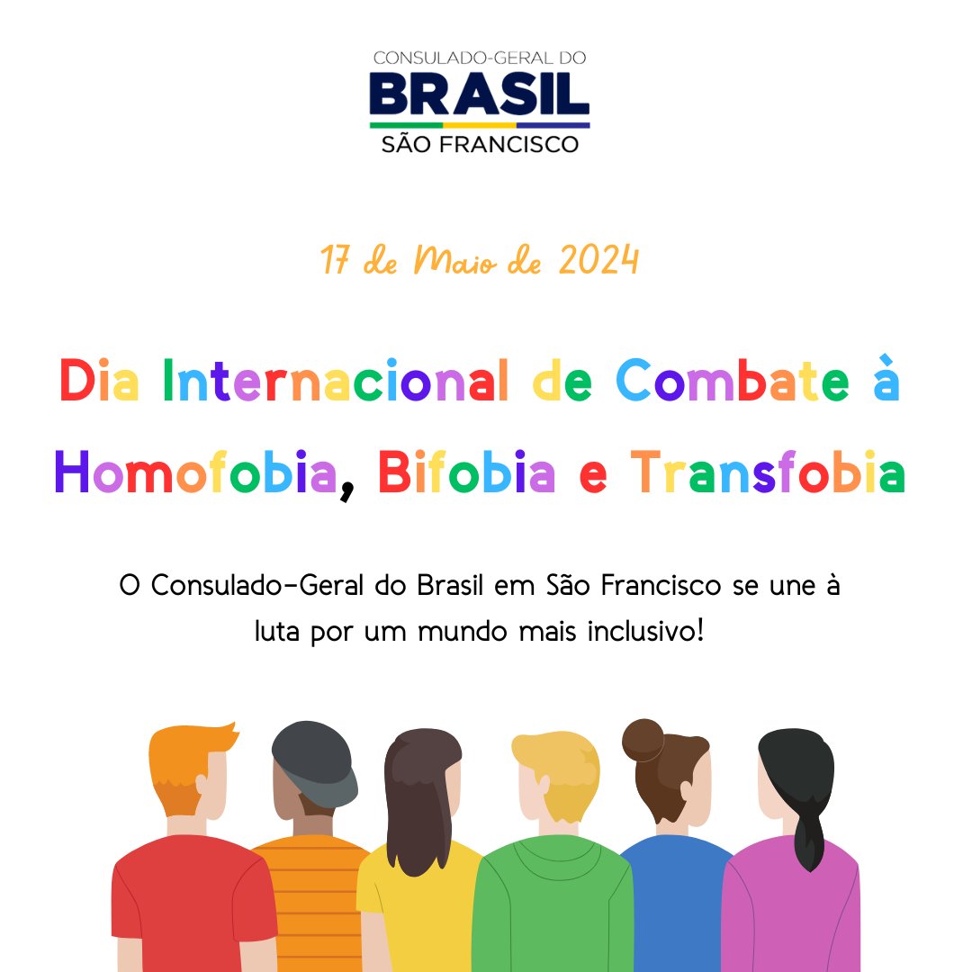 Consulado-Geral do Brasil SF se une à luta por um mundo mais inclusivo, onde todas as formas de amor e identidades de gênero sejam respeitadas e celebradas! 🏳‍🌈

Número de EMERGÊNCIA do Setor de Assistência:  (415) 596-6926
Linha Direta Nacional para LGBTQIAP+: (888) 843-4546