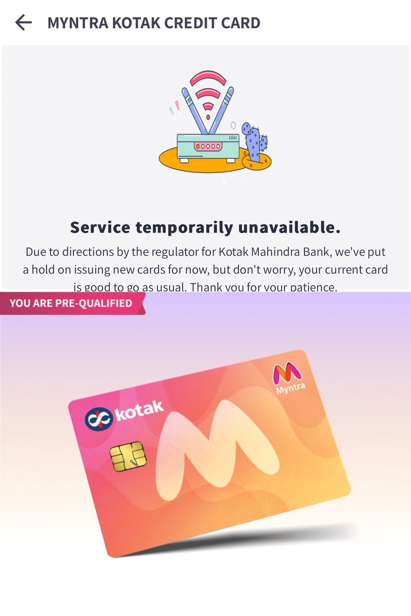 Imagine the Myntra team must have put in so much efforts to make their Co-branded credit card partnership  successful

And now in less than a year their partner bank is banned from issuing new credit cards

Will they hunt for a new partner or wait for Kotak to resolve the issue?