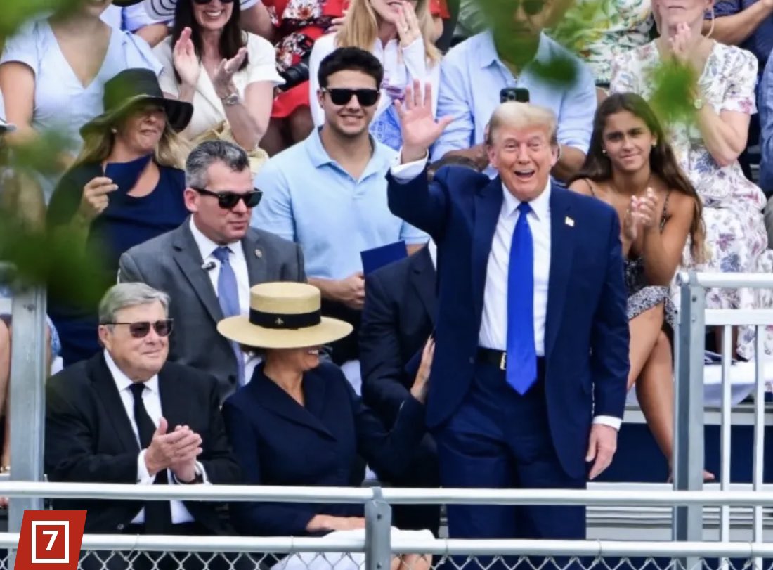 AWESOME photo of President Trump cheering on his son Barron at his graduation today