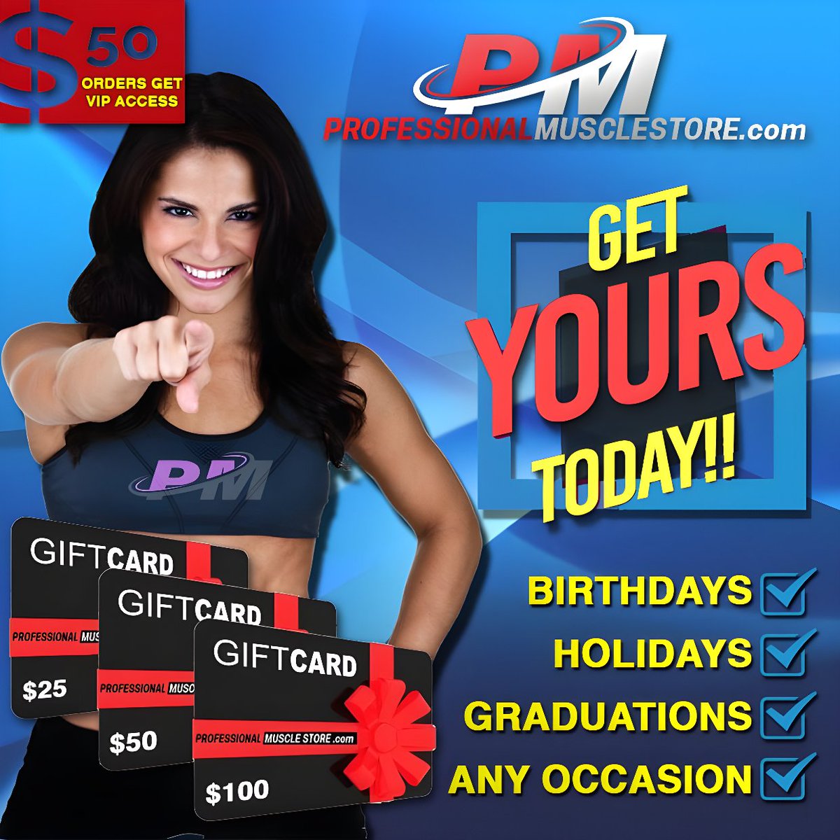 Give the Gift of Choice!! Gift card orders receive VIP access!
professionalmusclestore.com/products/gift-…
#giftcertificate #giftcard #holidays #birthdays #graduation #specialoccasion #anyoccasion #theperfectgift #fitness #bodybuilding #weightlifting #supplements #preworkout #postworkout #giftcard