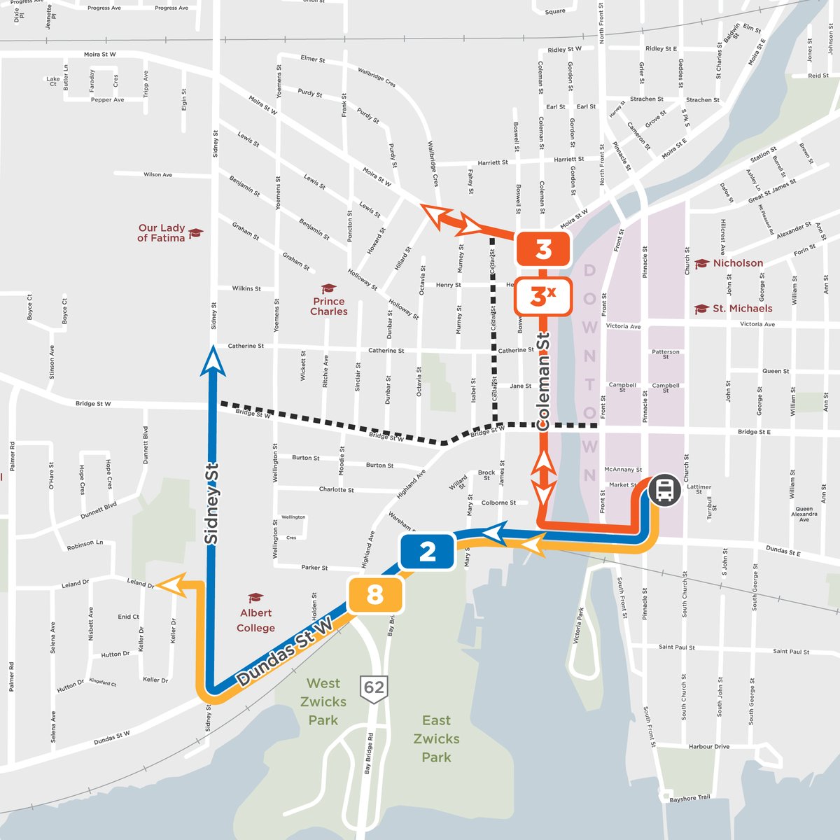 Notice | The westbound lane of Bridge Street West between James Street and Octavia Street will be closed again starting next Tuesday, May 21 to Thursday, May 23 for curb and road reinstatement. The closure will only be from 7:30 a.m. to 3 p.m. each day and will be reopened