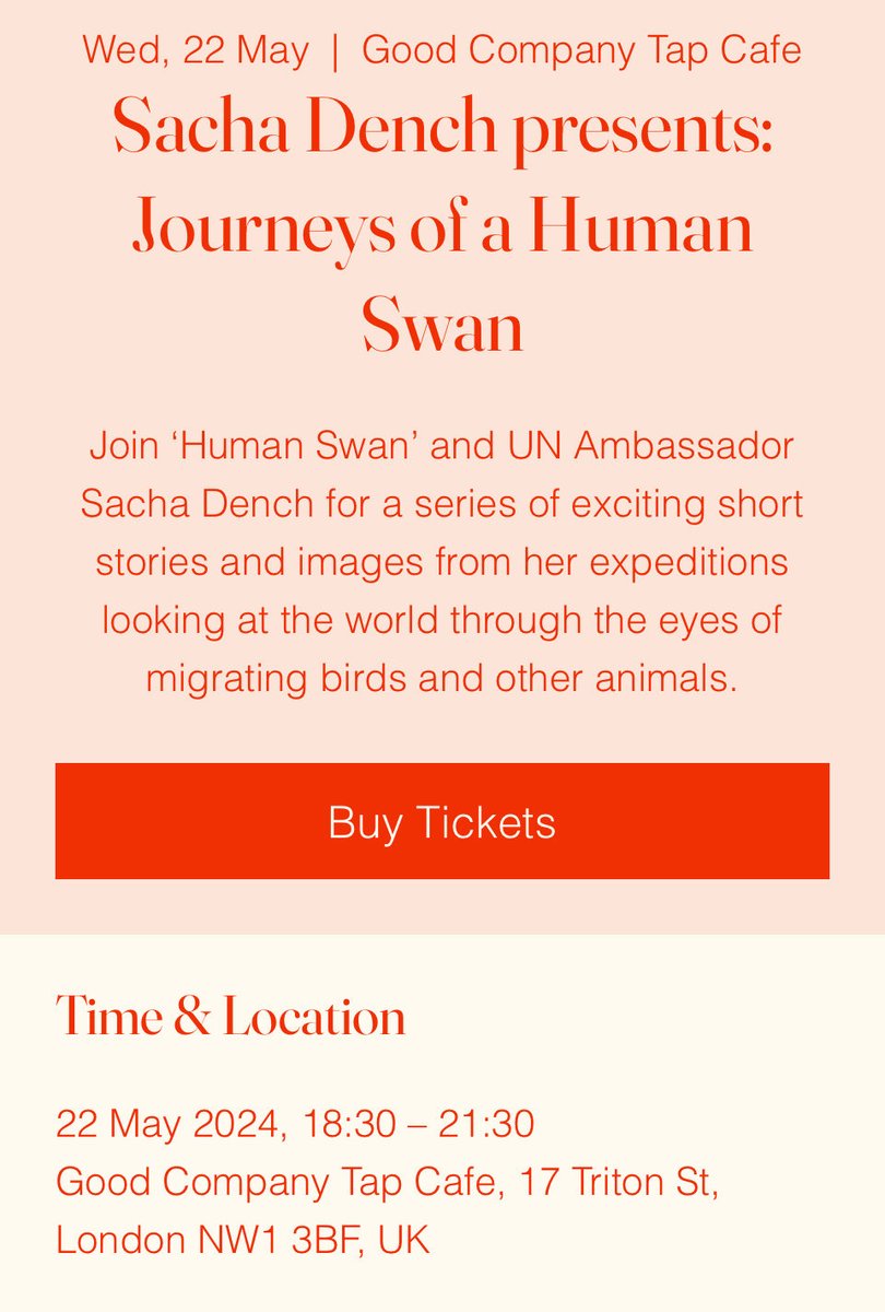 Fresh from her #BikeRide, come and join 🙋‍♀️+ 🦢⁦= @sachadench⁩ next Wednesday to hear all about her journeys and how you can join in and benefit. 🎟️ Tickets available here: goodcompany.london/event-details/…