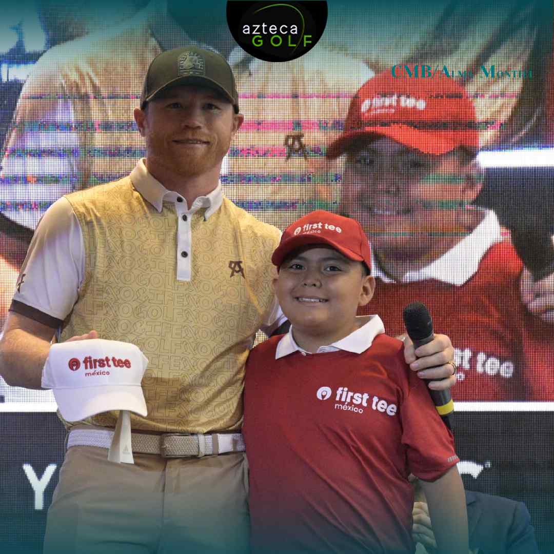 ¡Respaldo a los jóvenes! 🙌 Saúl 'Canelo' Álvarez convivió con los jóvenes de @firstteemexico en el marco del torneo 'No Golf No Life'. Apoyando al futuro del golf nacional. ⛳ #AztecaGolf #Golf
