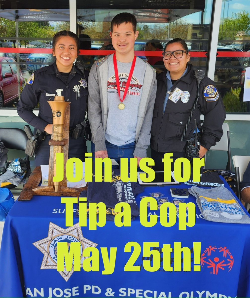 Join us at the amazing Jack Holder’s for Tip a Cop on May 25th from 8AM-1PM. SJPD personnel will be stepping in to help serve you in hopes of getting a “tip” that will be donated to @SONorCal We would love to see you there! @LETR4SONorCal
