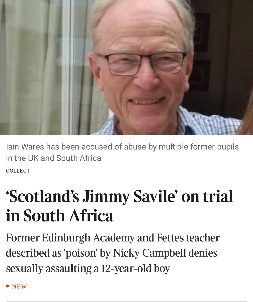 This was our teacher, the man featured in BBC Panorama. Countless charges here. We await the extradition decision. And in South Africa, a very different culture in terms of coming forward, one very brave man has taken it to court. He’s a hero. Fingers crossed.