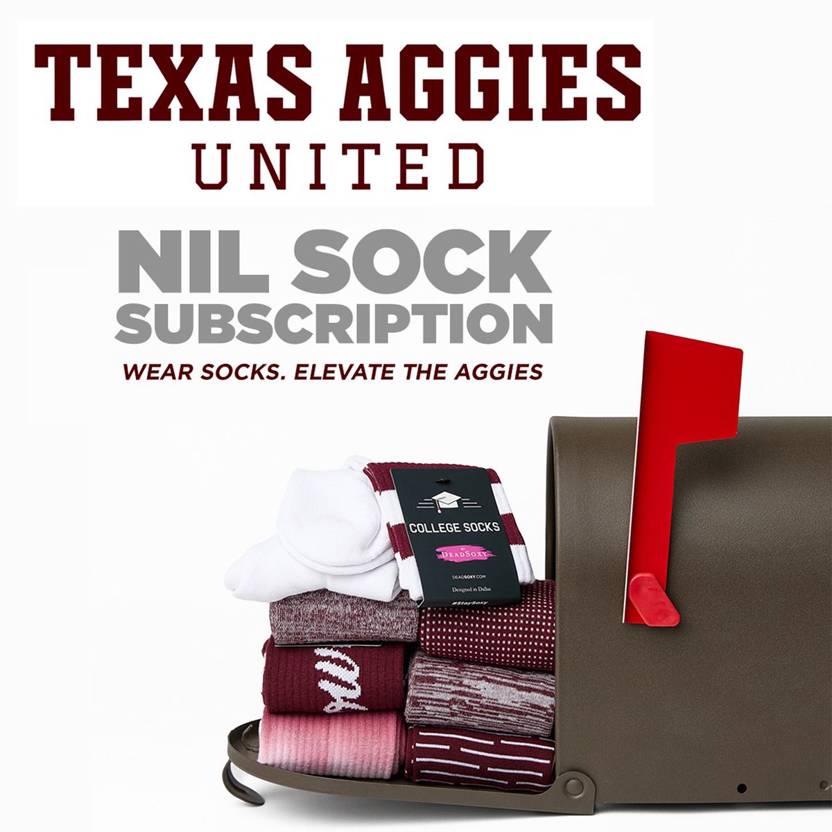 Texas Aggies United is partnering with DeadSoxy to elevate your sock game! 25% of all purchases will go to the collective to help support Aggie student-athletes! • Enjoy 10% off with code: AggiesUnited • Shop Now 🔗 deadsoxy.com/texas-aggies-u…