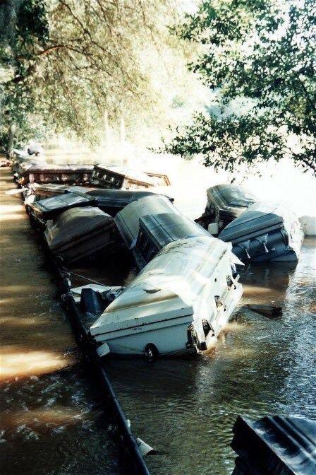 One of the unspoken (and worst) parts of flooding... when the coffins rise from the ground.