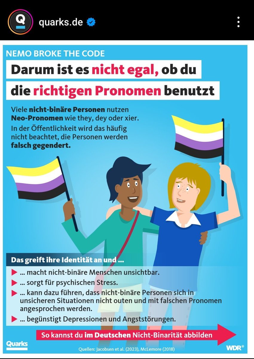 Nicht binäre Personen können Pronomen 'benutzen', wie se mögen. Ich benutze die Pronomen der deutschen Sprache.
