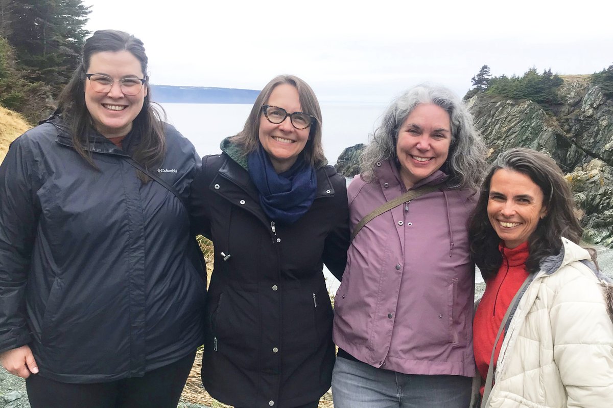 Kaarina Valavaara, Niki Kiepek, Keri Chambers & Ana Malfitano in Nfld while working on a research project about social occupations therapy. The team will head to Brazil later this year for community visits, a seminar, and project development. More news: bit.ly/3ypeRxR