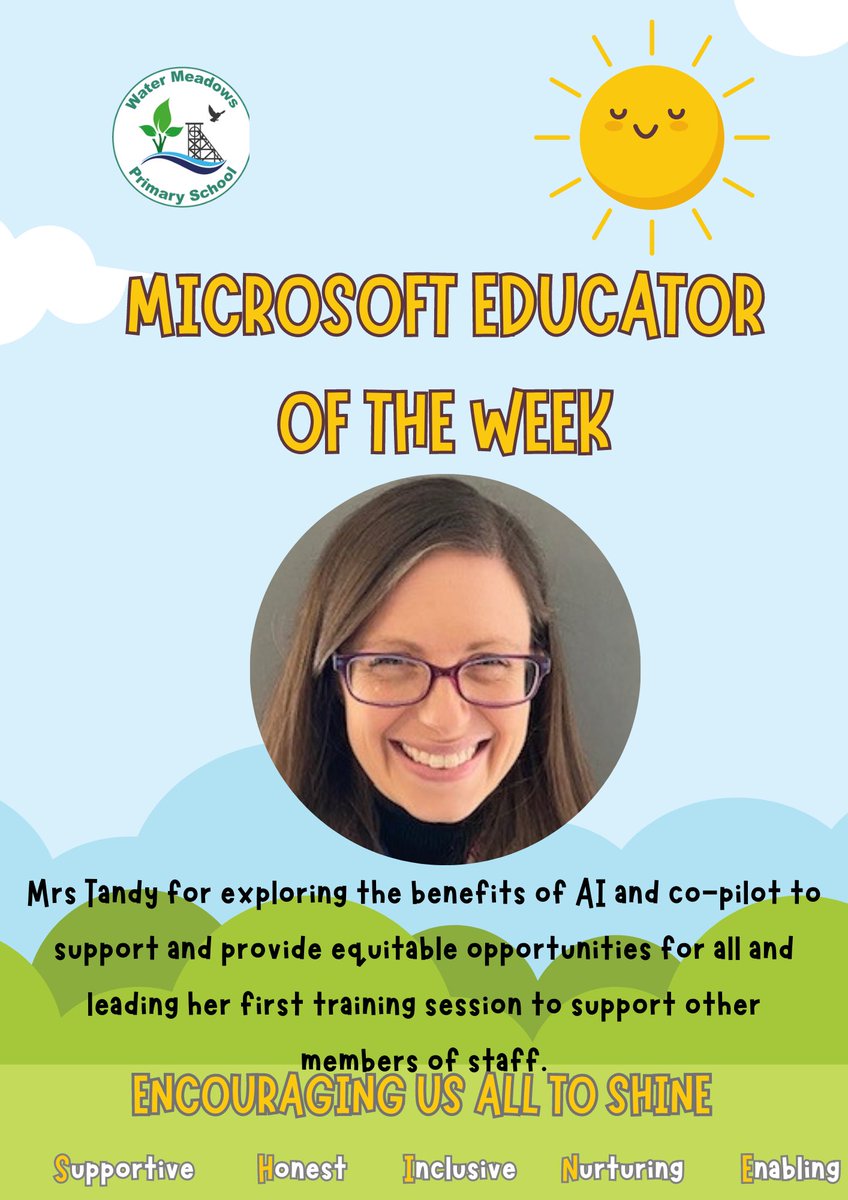 Congratulations to our ME of the Week, Miss Tandy For excellent use of  @MicrosoftEDU @MicrosoftLearn
tools  @flip @CanvaEdu @MicrosoftTeams to provide #equitable #learning opportunities for all our children! #MIEExpert #edtech #TrustInStour @OneNoteEDU @benpmartin