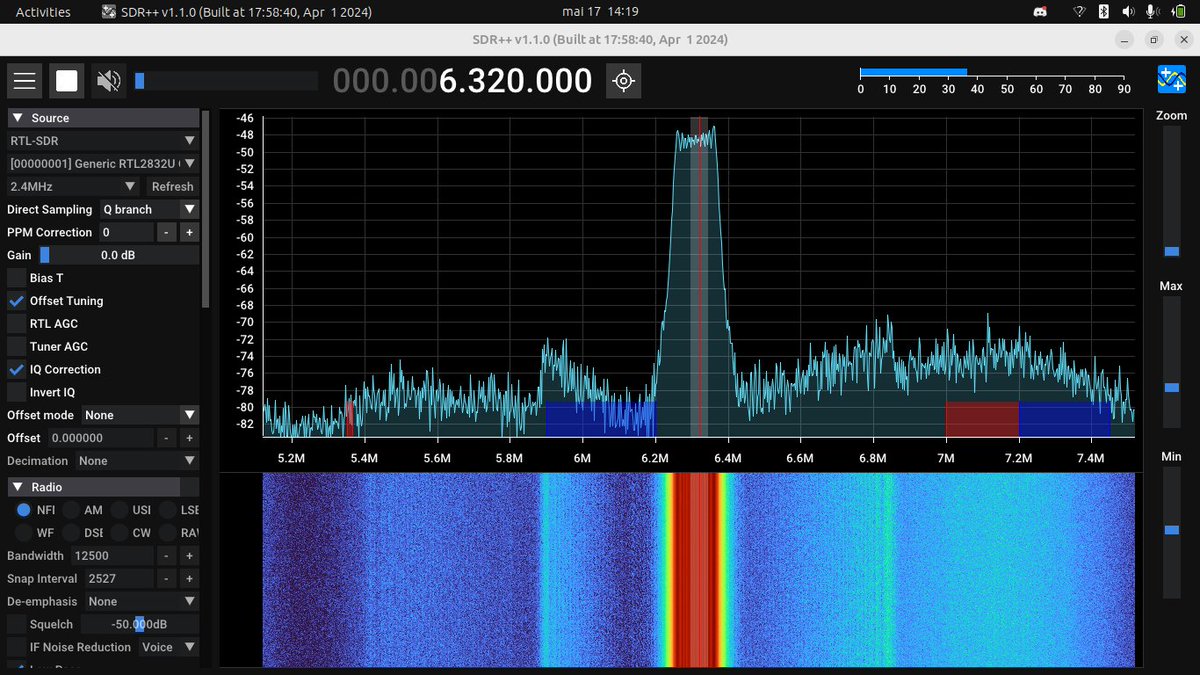 DutraCGI's tweet image. So... I've made a little "LoRa" (CSSS) beacon demo with #ULX3S and #PipelineC !
Ramp Nco ("SF6") -> Sine / Cosine NCO's => 2nd Order Delta sigma DAC => digital iq mixer -> output
#sdr #fpga #rf #csss #lora #dsp #dac #sigmadelta #alldigitaltx