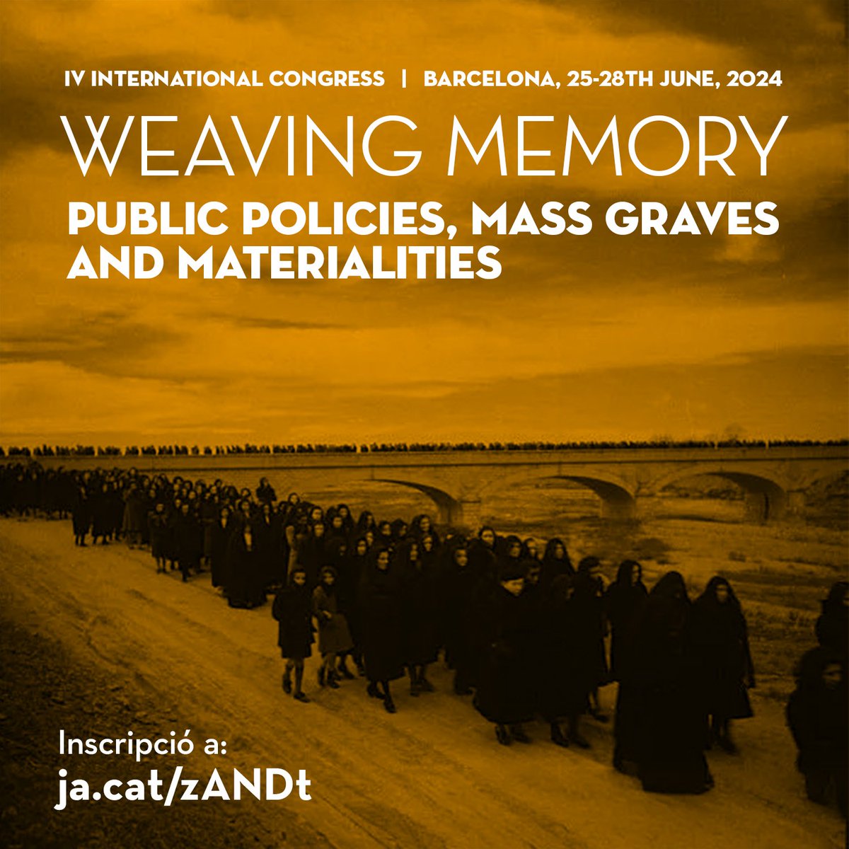 passatmesrecent's tweet image. 📢 We are pleased to announce the international conference WEAVING MEMORY: public policies, mass graves and materialities ❗️

✏️ Provisional programme and registration now available ➡️ ja.cat/zANDt

📅 25-28 June 2024
📍Faculty of Geography and History @GH_UB