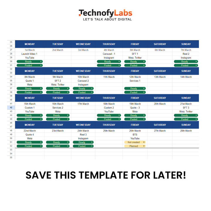 Stay focus and maximize your engagement with our comprehensive content calendar guide... 📷
Use this free template and follow us for more!
#ContentCalendar #ContentStrategy #SocialMediaTips #DigitalMarketing #ContentPlanning #MarketingStrategy #AudienceEngagement #Analytics