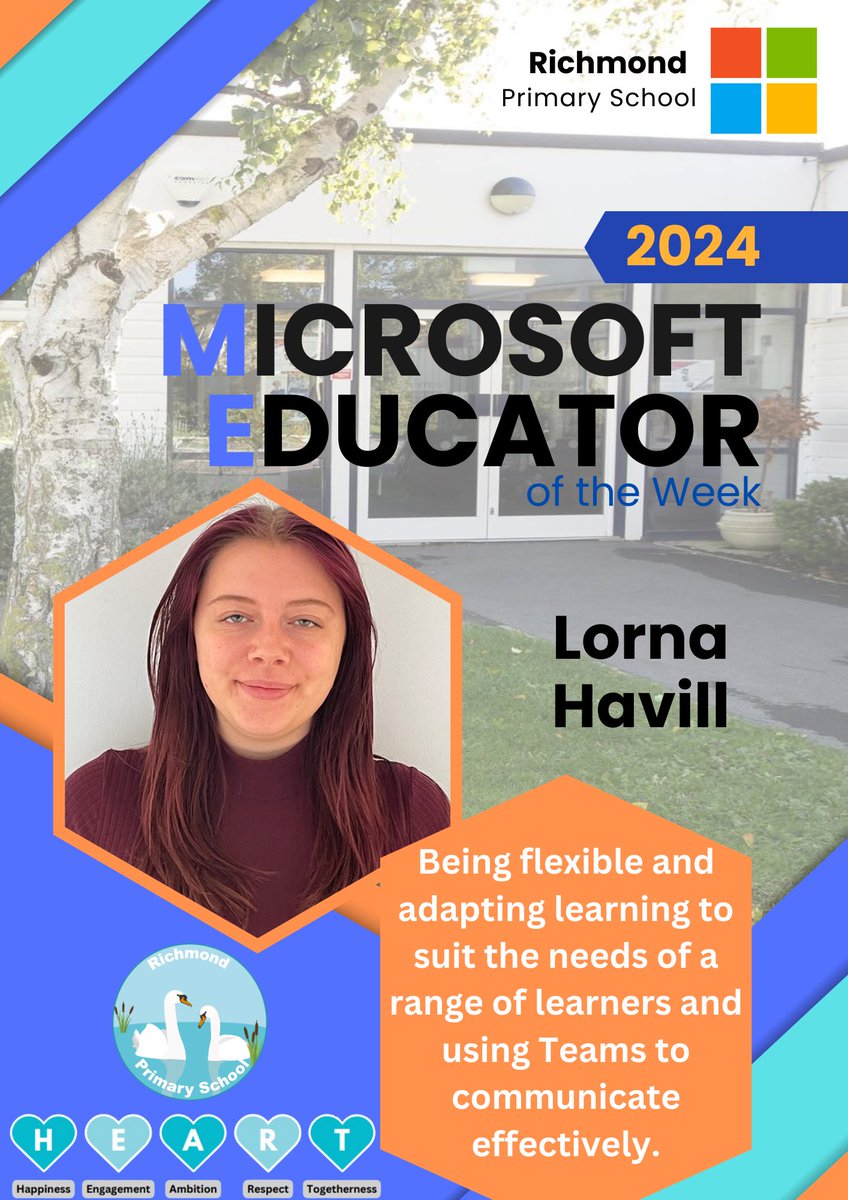 Congratulations to our ME of the Week, Miss Havill For excellent use of @MicrosoftEDU @MicrosoftLearn tools @flip @CanvaEdu @MicrosoftTeams to provide #equitable #learning opportunities for all our children! #MIEExpert #edtech #TrustInStour @OneNoteEDU