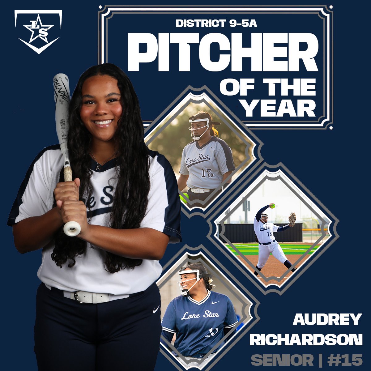 Congratulations to Senior Audrey Richardson for being named 𝐃𝐢𝐬𝐭𝐫𝐢𝐜𝐭 𝟗-𝟓𝐀 𝐏𝐢𝐭𝐜𝐡𝐞𝐫 𝐨𝐟 𝐭𝐡𝐞 𝐘𝐞𝐚𝐫 🤠 #RaiseTheShips | #SDLUP