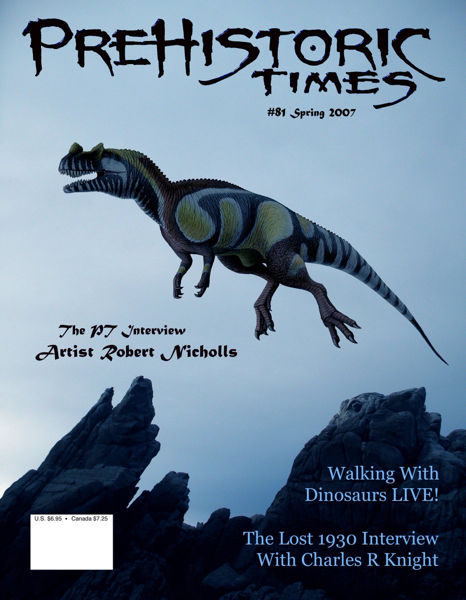 My 25 years of palaeoart chronology...

My cover artwork for issue 81 of Prehistoric Times, from 2007, featuring Ceratosaurus, in which I was interviewed.

#SciArt #SciComm #Dinosaurs #PalaeoArt #PaleoArt