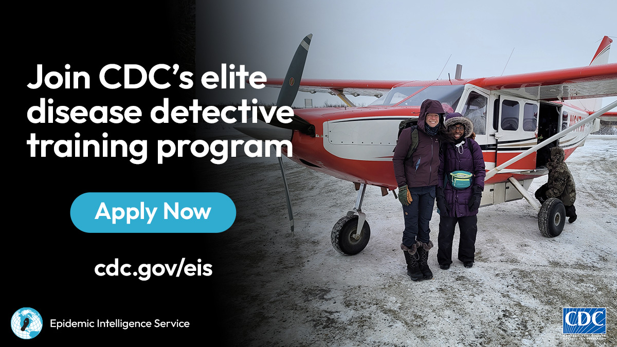 Don’t miss your chance to train as a #DiseaseDetective with CDC’s Epidemic Intelligence Service (EIS). Be among the first to investigate & respond to emerging public health threats across the globe. Applications close June 5! bit.ly/ApplyEIS #CDCFellowships #Epidemiology