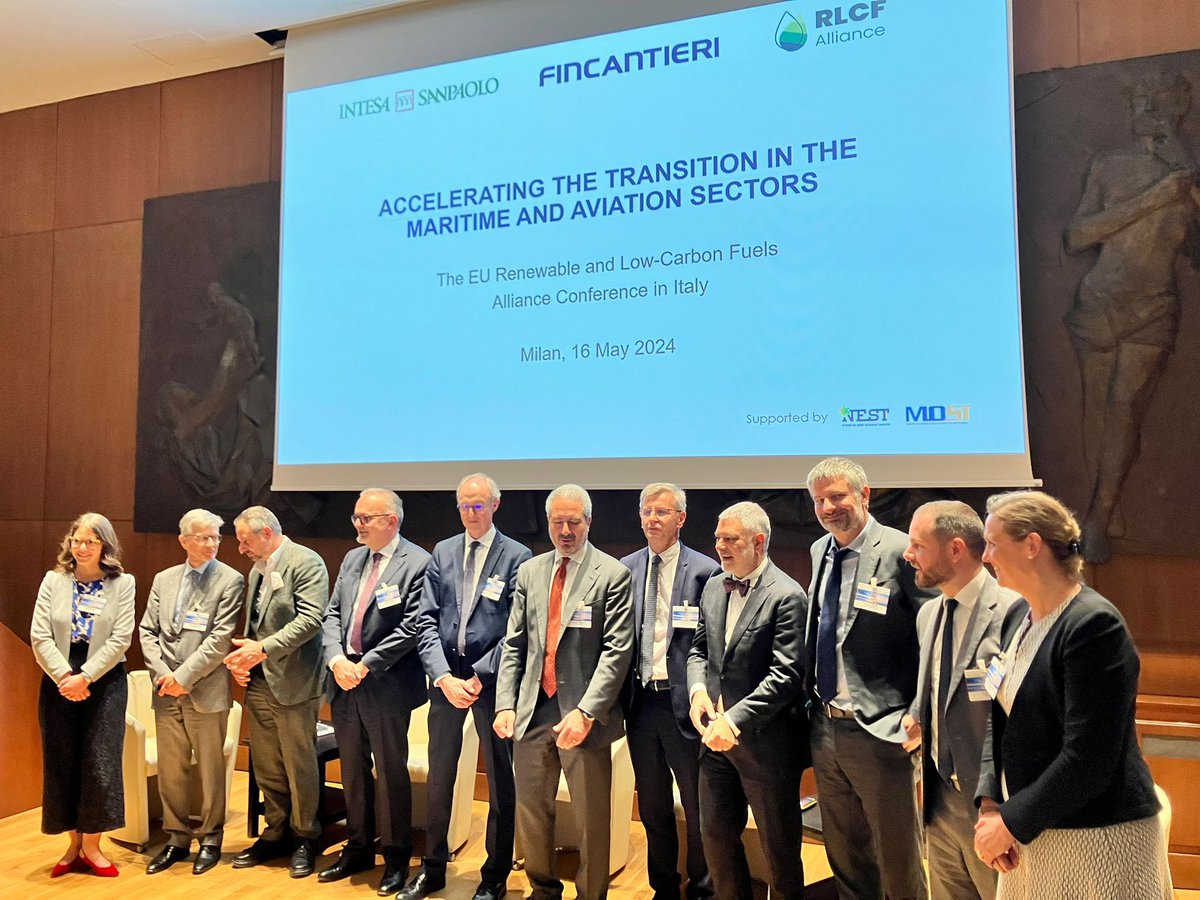 Strengthening ties with financial institutions and 🇪🇺Member States to boost green fuels for sustainable aviation✈️ and shipping🚢. Together, we're fueling projects and industry matchmaking. #RLCF Alliance event in Milano by @Fincantieri @intesasanpaolo