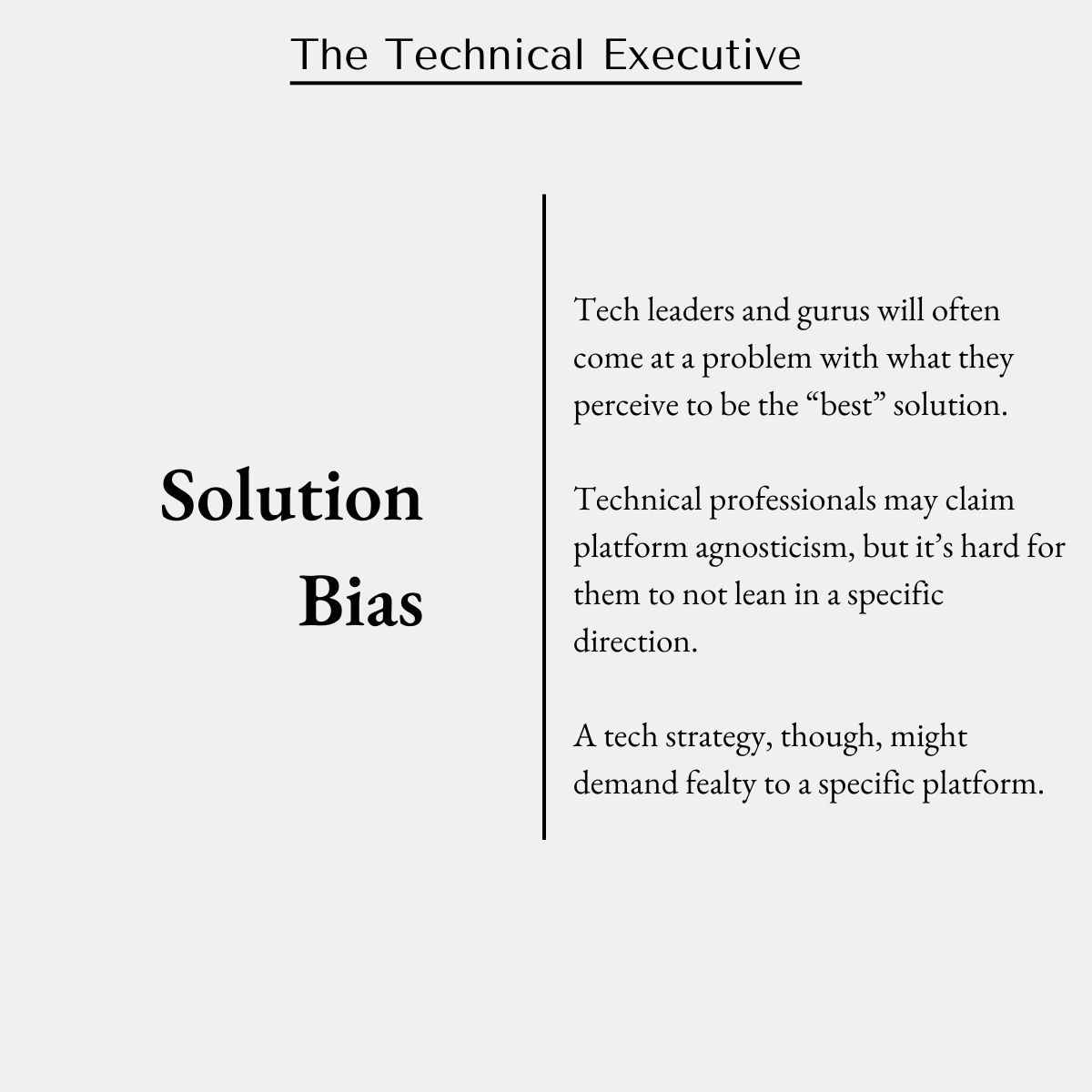 This morning we released issue number 5, talking about the 7 most prominent pains of creating and implementing a tech strategy.

Here are the first 3 and they happen to be unique to tech strategy (stay tuned for the next 4 which ALSO affect digital transformation efforts):