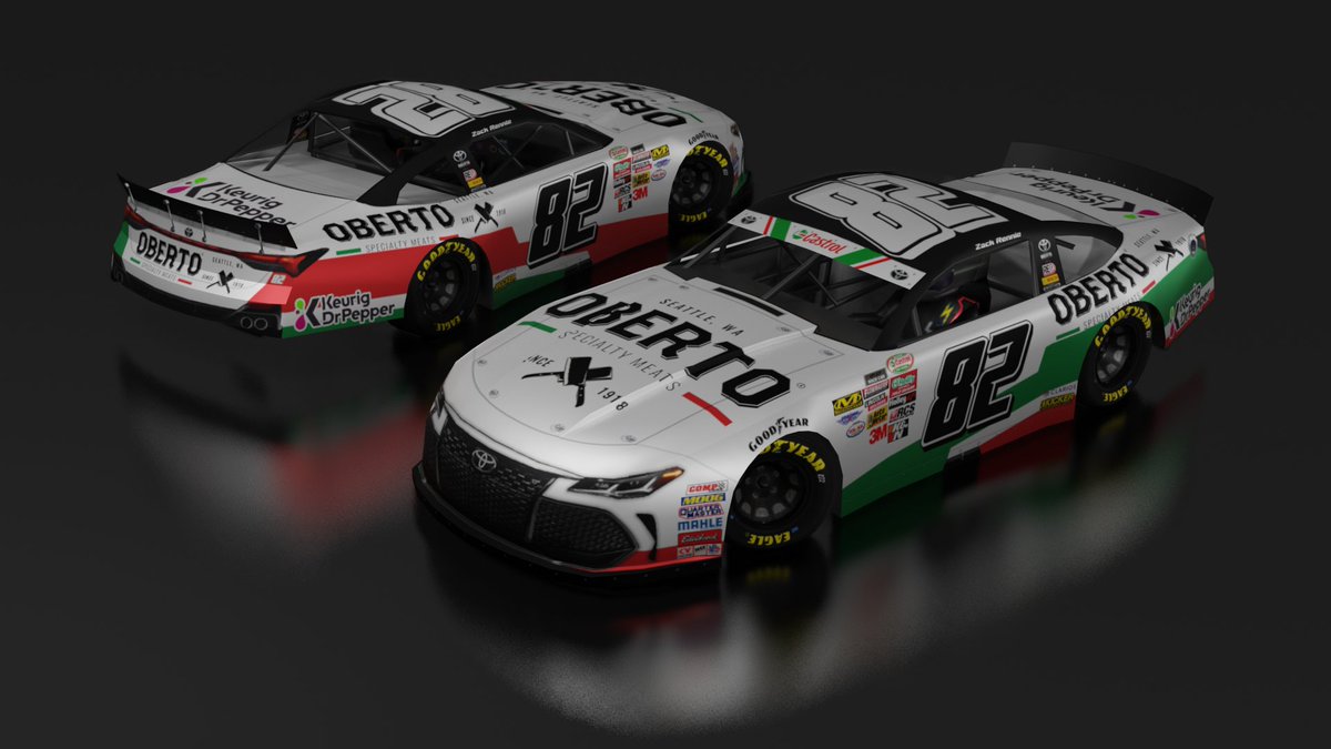 440_Designs's tweet photo. Wrapping up schemes for Rennie is #Oberto. I want to say that this is based on the Jim Dunn funny car from 2019, and to an extent I believe it is - but I'm fairly certain it's based on something else too - can't recall now. Blackbeard concept maybe?

#Fictional #NASCAR #NR2003 https://t.co/bjHETFh0Qn