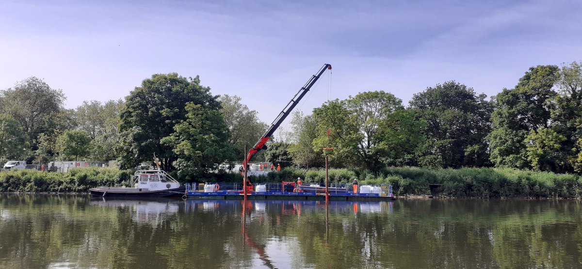 Using the river for construction purposes, at Ham Landing.