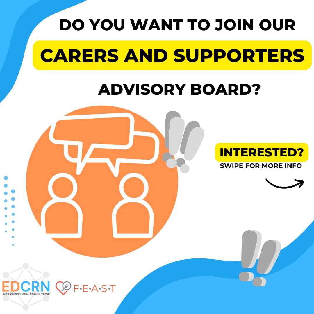 📢 We are working with the wonderful @FEAST_ED to set up a Carers and Supporters Advisory Board which will help shape our project. 🧵👇