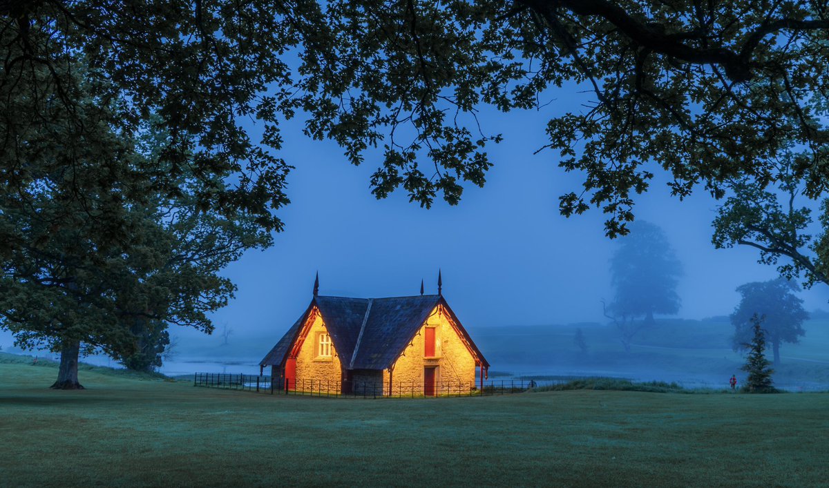 Last one of the boat house in the blue hour fog yesterday morning at Carton House.