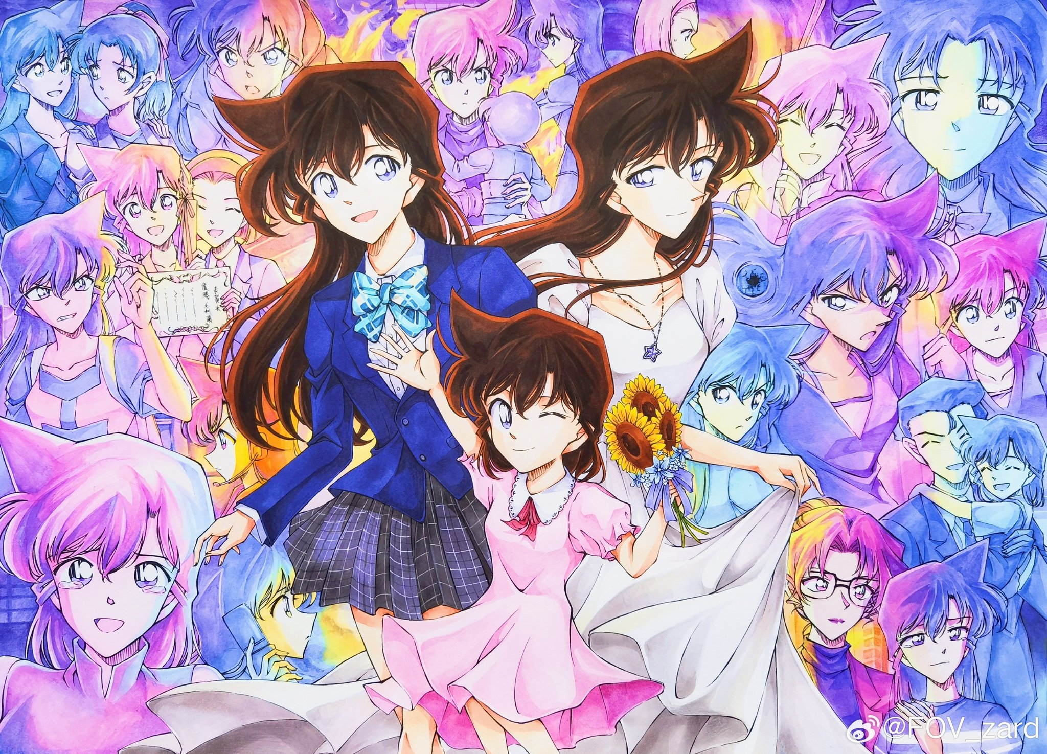 【新品未開封】名探偵コナン連載30周年記念カフェ　色紙　工藤新一　毛利蘭 名探偵コナン 夏の怪盗キッド祭り 何話 30th 名探偵コナンカフェ