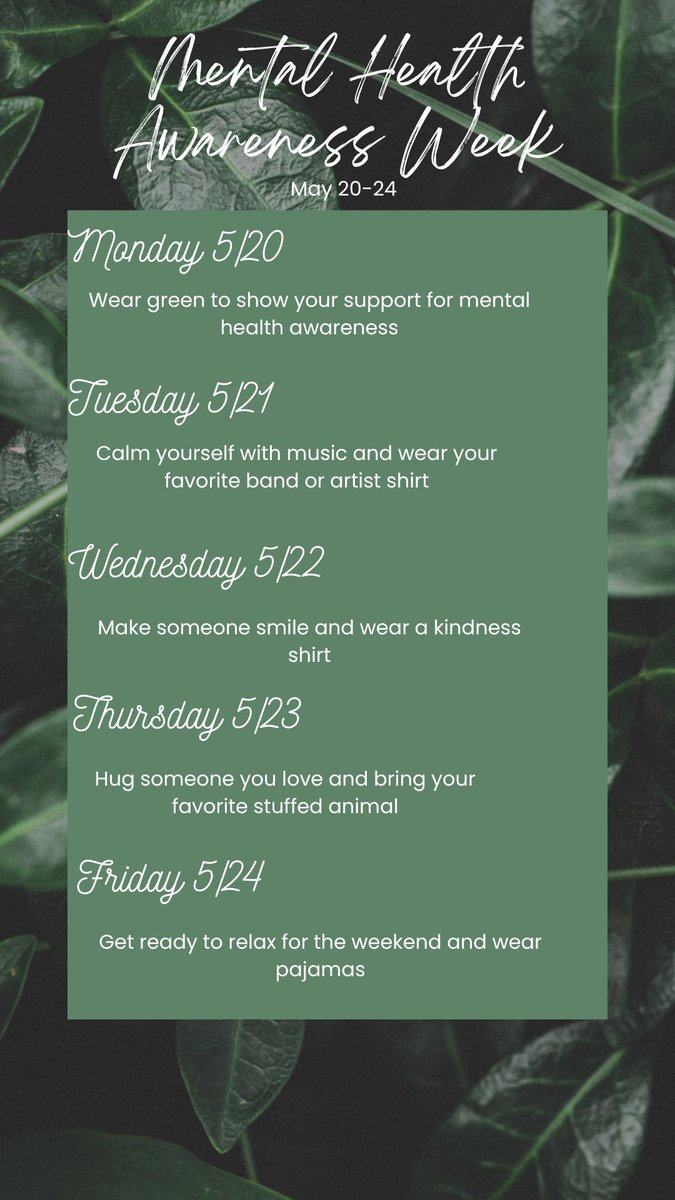 Next week, May 20-24 we are gearing up for Mental Health Awareness Week! Let's help break the stigma! @nisdgarcia @NISDCounseling