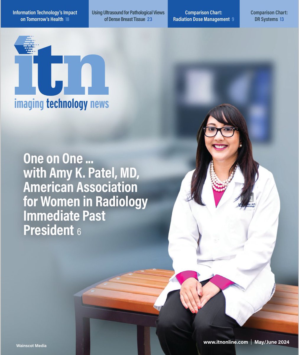 I am so honored to be on the cover of <a href="/itnEditor/">ITN Editor</a> Magazine for its May/June Issue and during Women’s Health Month. Thank you to Christine Book for a wonderful discussion about how new radiologic technologies are impacting women’s health, collaboration amongst organizations to
