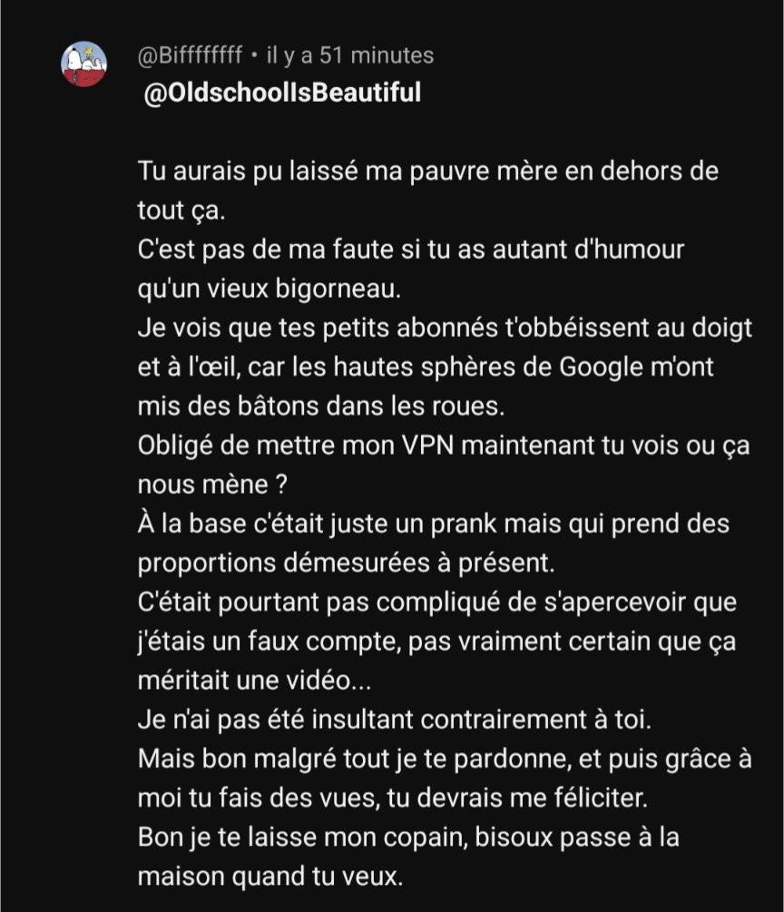 Donc l'usurpateur de ma chaîne est devenu une victime par ma faute ... Pauvre petite chose !!