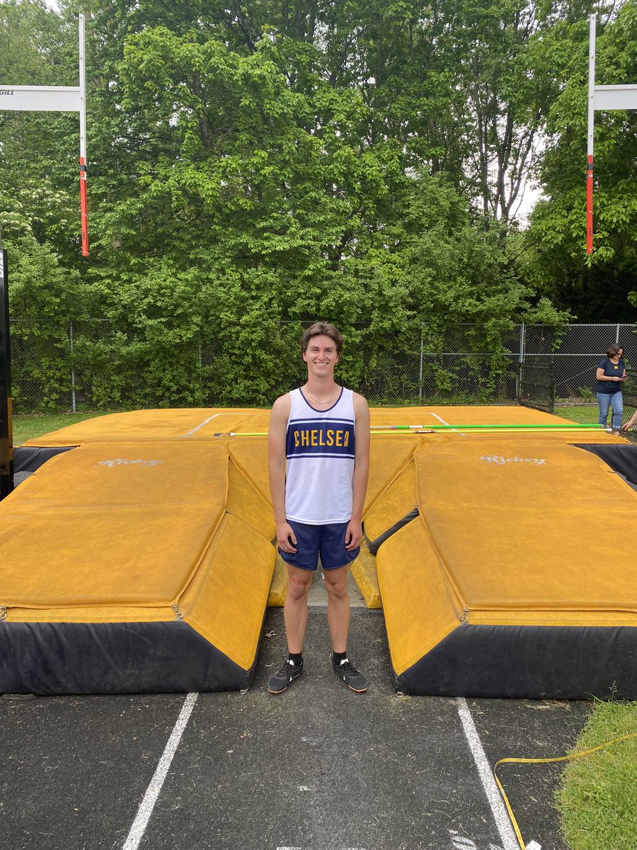 Next state meet qualifier is Nolan Fleszar. Nolan took 2nd in the pole Vault and punched his ticket to Hamilton for the state meet!