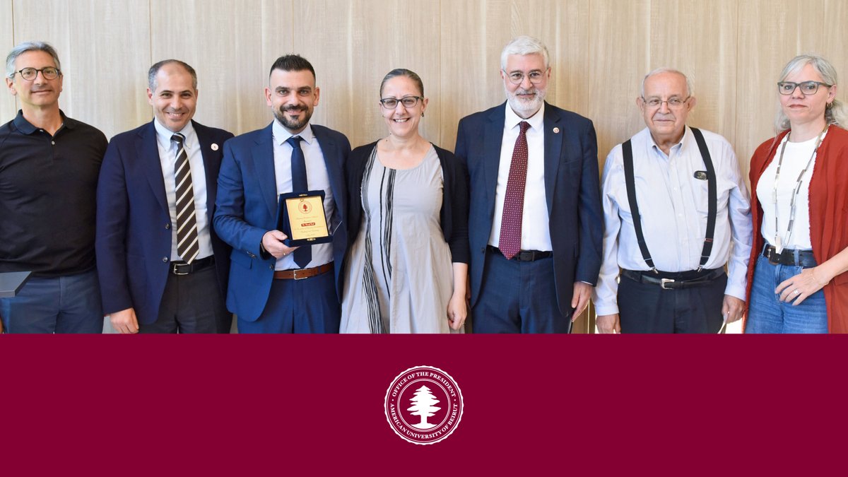 'This year we're proud to recognize two extraordinary educators who embody the highest ideals of our mission. Associate Professor Youssef Tawk from the Electrical Computer and Engineering Department @MSFEA_AUB, tenured associate professor. And Associate Professor of Medicine, not