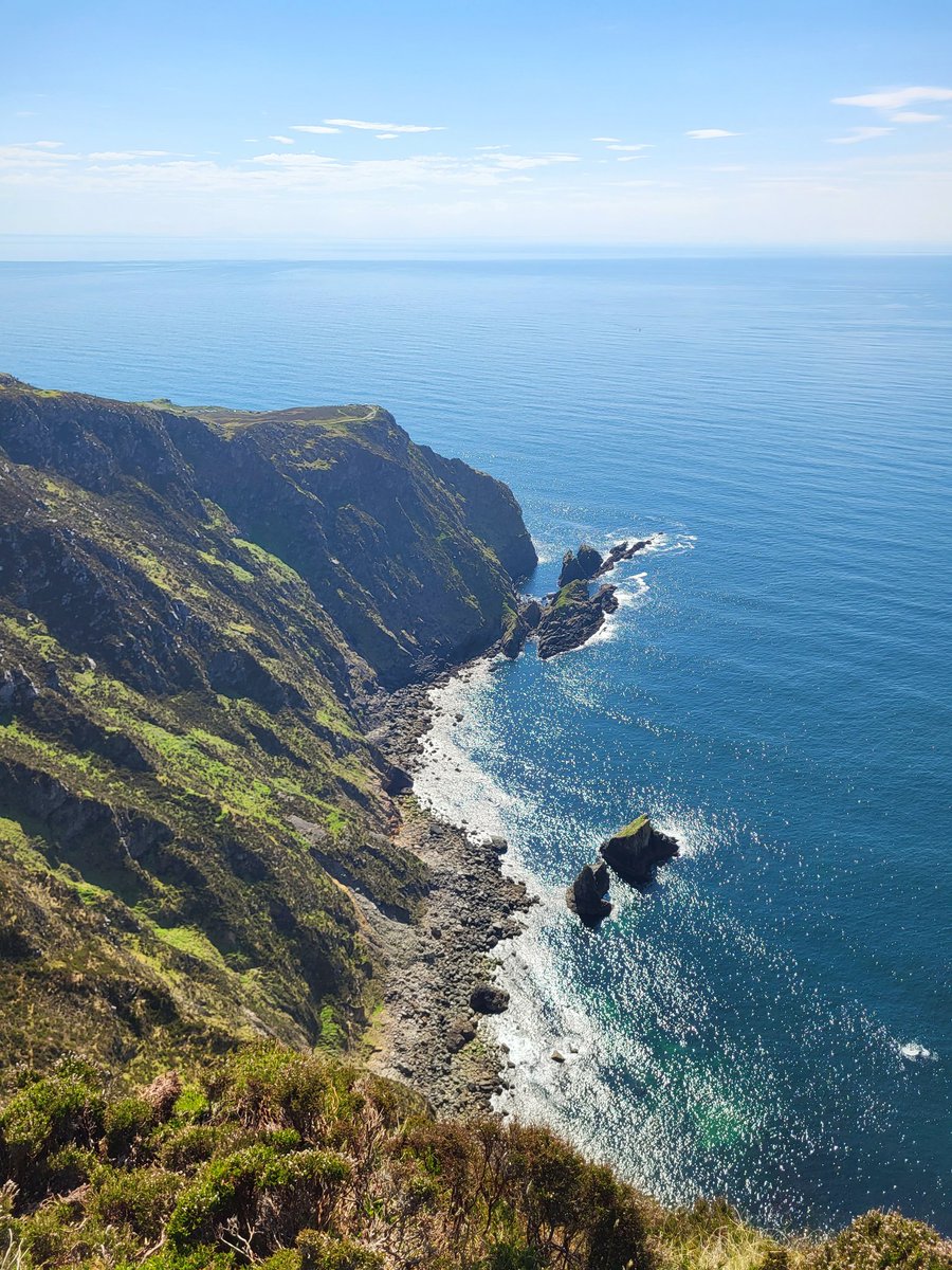 Sea sparkling beneath Sliabh Liag. County Donegal, Ireland.