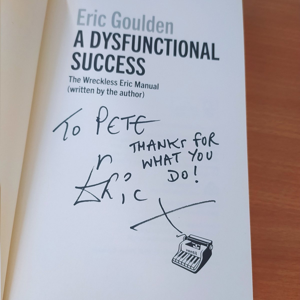 Wreckless Eric (Eric Goulden) republishes his long unavailable memoir A Dysfunctional Success today with a new foreword. He kindly dropped off a signed one for me. Limited signed ones are available from @RoughTrade and @residentmusic