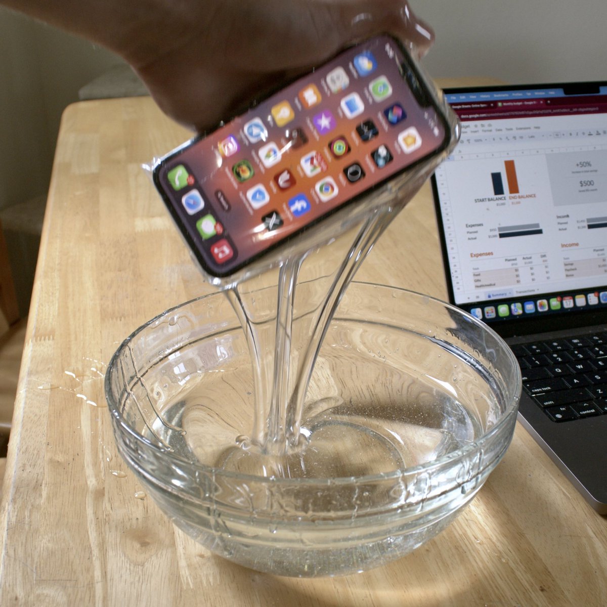 Productivity hack: Phone in syrup. When I’m working, I put my phone in a bowl of corn syrup. Trying to take it out is so messy and gross that it creates a sensory aversion stronger than my desire to check it. (You can use any syrup)