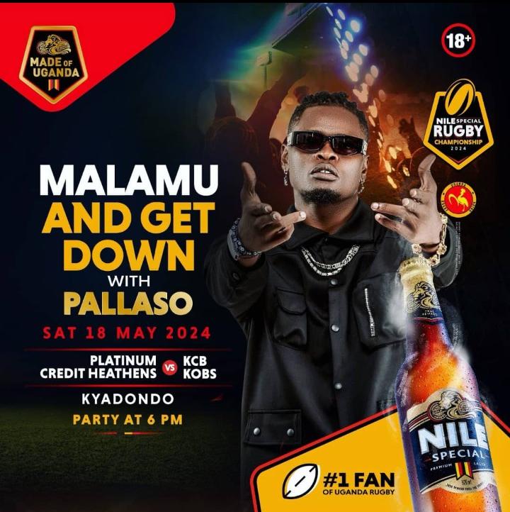 Do not, l repeat do not forget your dancing shoes for the After party with Pallaso at Kyadondo Rugby Club. #GutsGritGold #NileSpecialRugby
