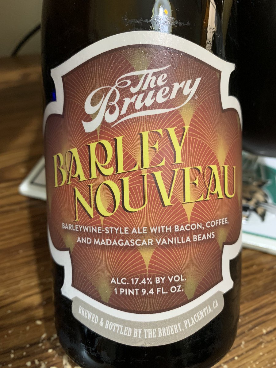 Starting my #BeersOnFriday with @TheBruery Barley Nouveau #barleywine with 🥓 ☕️ & vanilla 😋💪🍻👍#craftbeer @BrewGuy_ @PaulOBrien10 @CorkBeer @RobFromInternet @BayBeerReviews @ManvsAle @beerhunter74 @museonbooze @mjpm67 @cb_phil @JonMontag @Just4BeerLovers @impopsy @Kubrickx